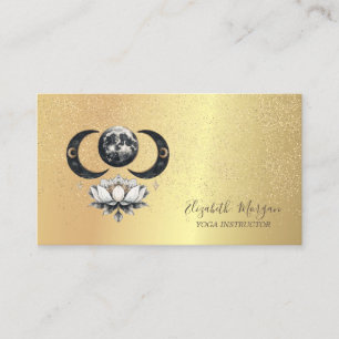 Cartão De Visita Elegant Lua Lotus Ouro Confete Yoga
