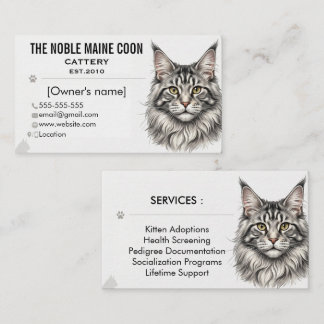 Cartão De Visita Elegant Maine Coon Cattery Business Card 