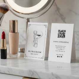 Cartão De Visita Elegant Makeup Artist Business Card with QR Code 