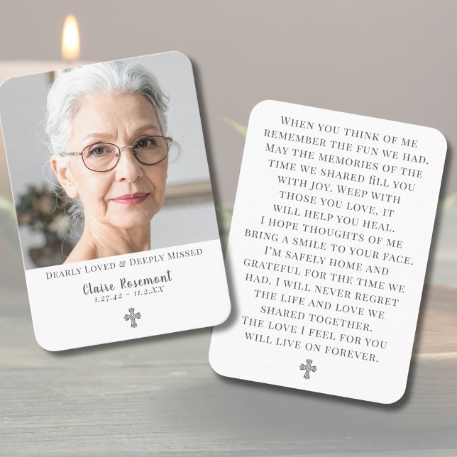 Cartão De Visita Elegant Memorial Photo Cross Prayer Card (Elegant Memorial Photo Cross Prayer Card
)