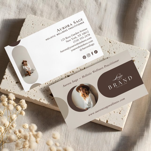 Cartão De Visita Elegant Minimal Holistic Celestial Moon Photo Luxe (Elegant Minimal Holistic Celestial Moon Photo Luxe Business Card)