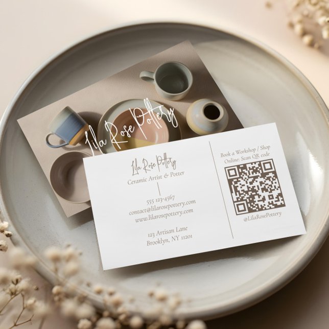 Cartão De Visita Elegant Minimal Modern hand Made Pottery Photo (Elegant Minimal Modern hand Made Pottery Photo Business Card)