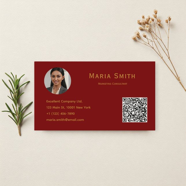 Cartão De Visita Elegant Minimalist Business Card with QR  (Criador carregado)