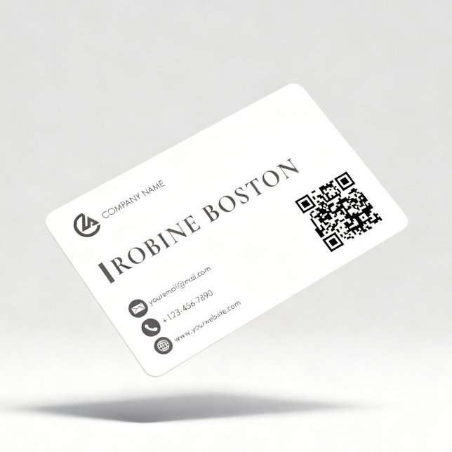 Cartão De Visita Elegant Minimalist Business Card with QR Code (Criador carregado)