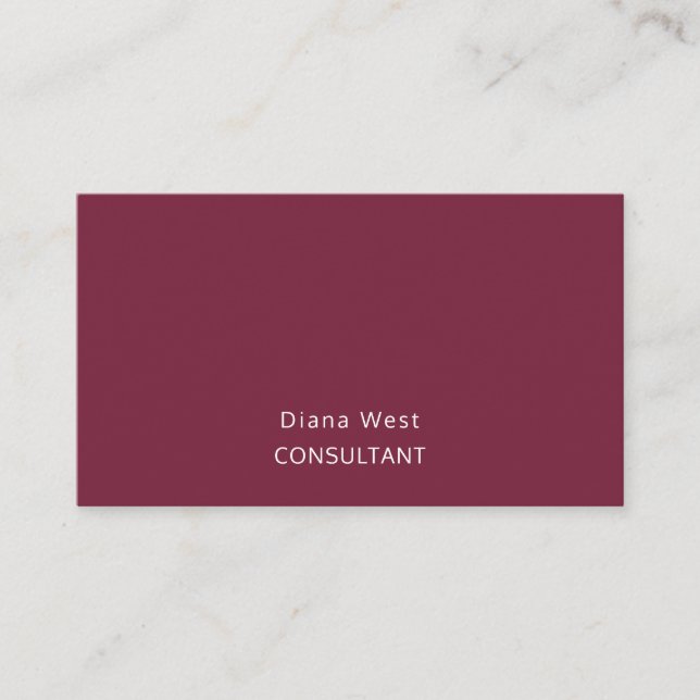 Cartão De Visita Elegant Modern Burgundy Red Business Card (Frente)