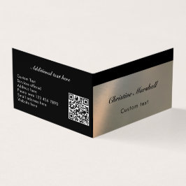 Cartão De Visita Elegant Modern Faux Brushed Metal QR Code Custom