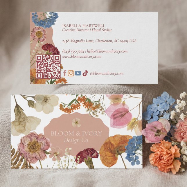 Cartão De Visita Elegant Modern Luxury Wildflower Botanical Floral (Elegant Modern Luxury Wildflower Botanical Floral Business Card)