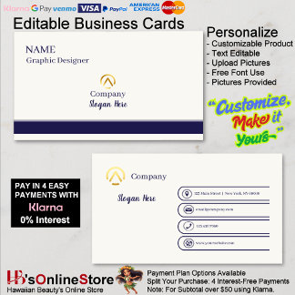 Cartão De Visita Elegant Modern Minimalist Navy Blue Cream Pearl