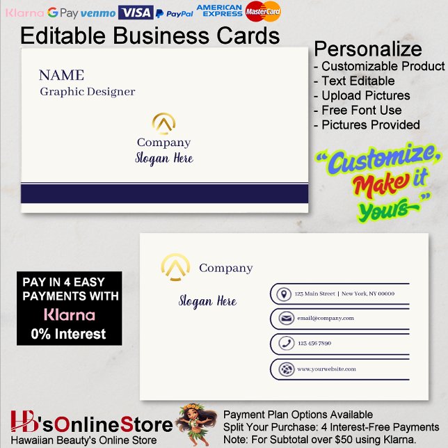 Cartão De Visita Elegant Modern Minimalist Navy Blue Cream Pearl (Elegant Modern Minimalist Navy Blue Cream Pearl Business Card.)