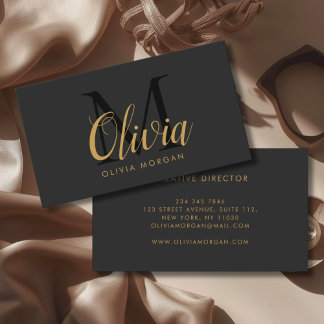 Cartão De Visita Elegant monogram logo gray black professional