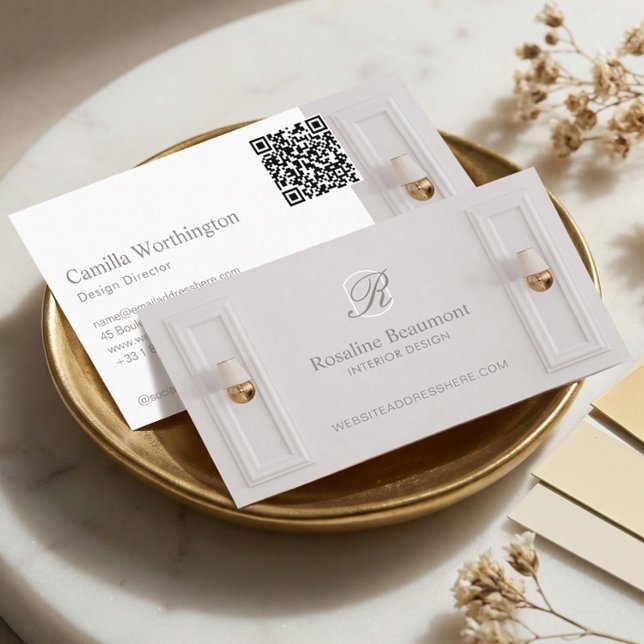 Cartão De Visita Elegant Monogram Professional Interior Designer (Elegant Monogram Professional Interior Designer Business Card)