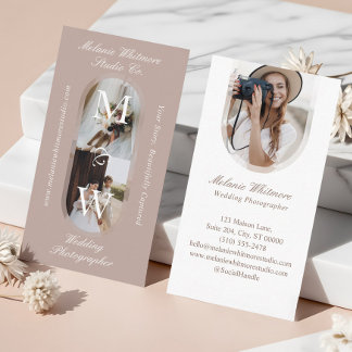 Cartão De Visita Elegant Monogram Wedding Photographer Arch Photos