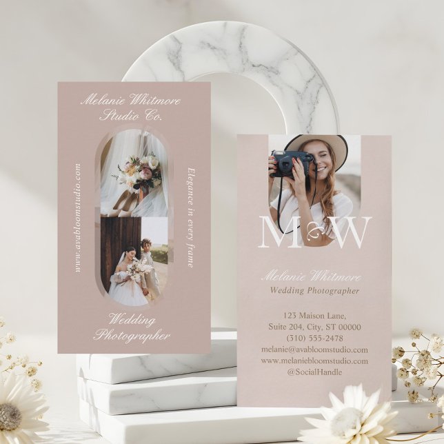 Cartão De Visita Elegant Monogram Wedding Photographer Arch Photos (Elegant Monogram Wedding Photographer Arch Photos Business Card)