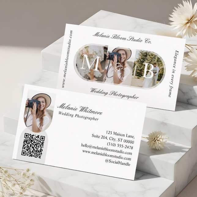 Cartão De Visita Elegant Monogram Wedding Photographer Arch Photos (Elegant Monogram Wedding Photographer Arch Photos Business Card)