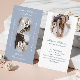 Cartão De Visita Elegant Monogram Wedding Photographer Arch Photos