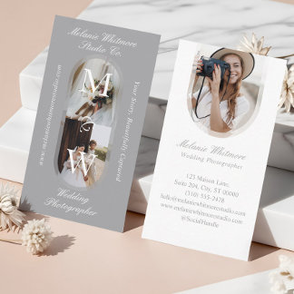 Cartão De Visita Elegant Monogram Wedding Photographer Arch Photos