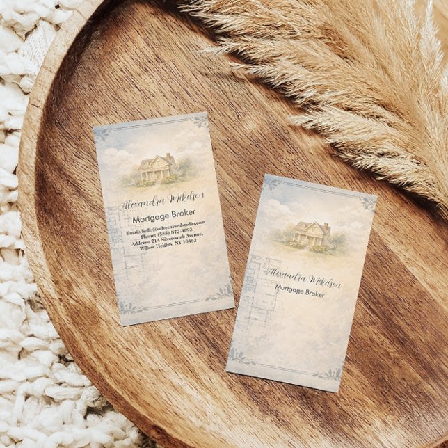 Cartão De Visita Elegant Mortgage Broker Home Blueprint Branding (Criador carregado)
