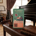 Cartão De Visita Elegant Music School Business Card with Piano<br><div class="desc">Promote your music school or teaching services with this stylish vintage-inspired business card featuring a classic piano illustration and soft, artistic colors. Perfect for leaving a memorable and professional impression on students and clients. Designed with both beauty and functionality in mind, this card includes space for your contact details and...</div>