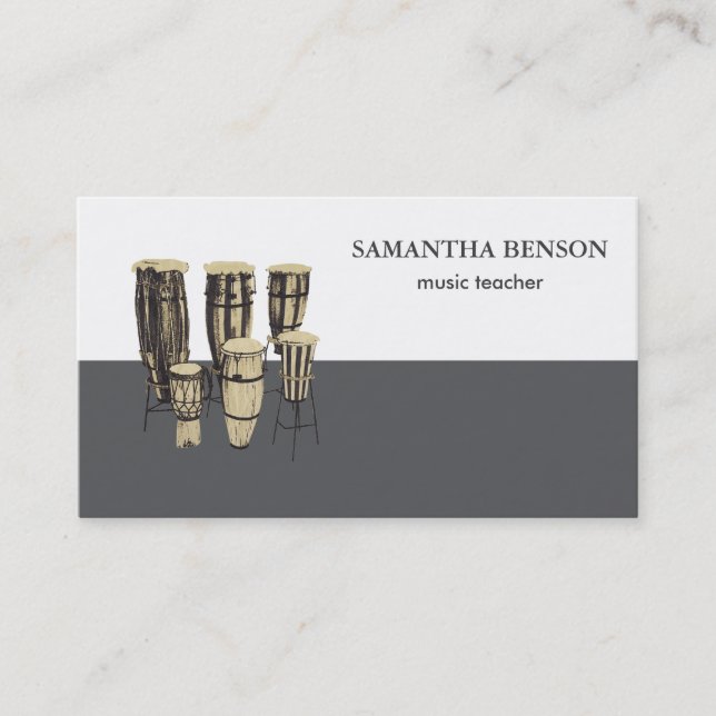Cartão De Visita Elegant Musician Business card with Musical drums (Frente)