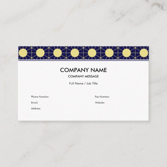 Cartão De Visita Elegant Navy and Gold Geometric Tile Pattern (Frente)