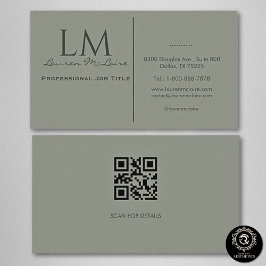 Cartão De Visita Elegant Olive Taupe QR Code Business Card