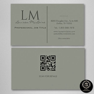 Cartão De Visita Elegant Olive Taupe QR Code Business Card