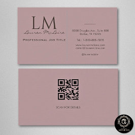 Cartão De Visita Elegant Pastel Taupe Pink QR Code Business Card