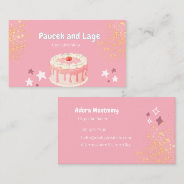 Cartão De Visita Elegant Pastry Chef Business Card – Custom Contact (Frente/Verso)