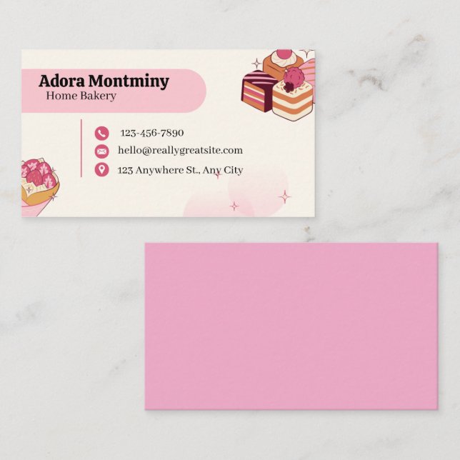 Cartão De Visita Elegant Pastry Chef Business Card – Custom Contact (Frente/Verso)