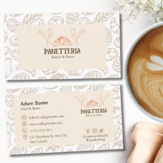 Cartão De Visita Elegant Pastry Chef Social Media Icon Beige Bakery