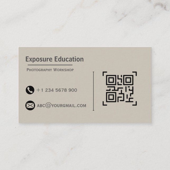 Cartão De Visita Elegant Photography Workshop Brown Business Card (Verso)