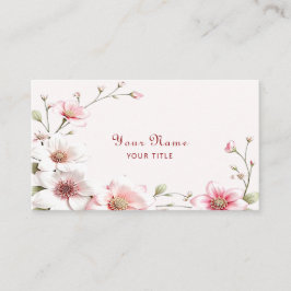 Cartão De Visita Elegant Pink White Floral Business Card