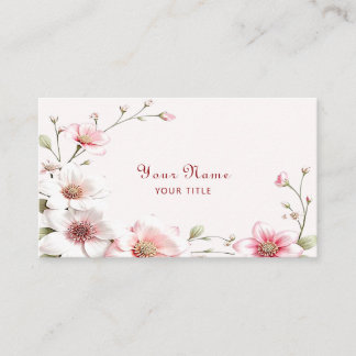 Cartão De Visita Elegant Pink White Floral Business Card
