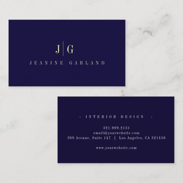Cartão De Visita Elegant Professional Simple Monogram Minimalist Bu (Frente/Verso)