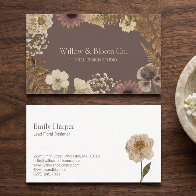 Cartão De Visita Elegant Rustic Boho Botanical Wildflower Floral (Elegant Rustic Boho Botanical Wildflower Floral Business Card)