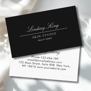Cartão De Visita Elegant Script    Negócios de Salão Preto