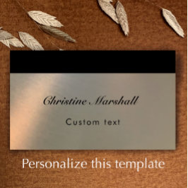 Cartão De Visita Elegant Simple Modern Faux Brushed Metal QR Code