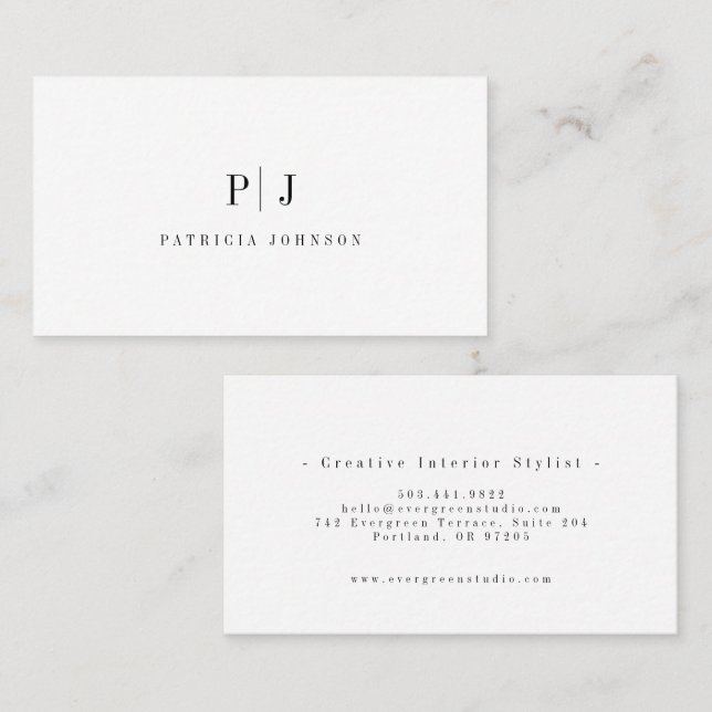 Cartão De Visita Elegant Simple Monogram Professional  Minimalist (Frente/Verso)