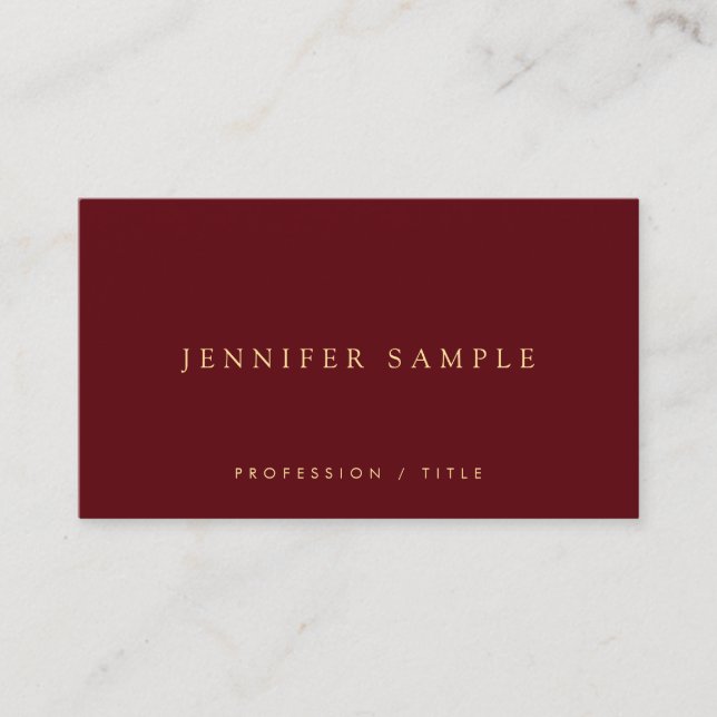Cartão De Visita Elegant Simple Template Luxury Deep Burgundy Red (Frente)