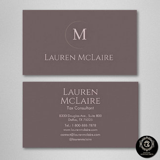 Cartão De Visita Elegant Taupe Circle Monogram