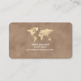 Cartão De Visita Elegant Travel Agent World Map Old Brown