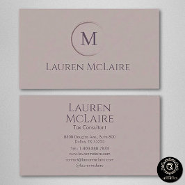 Cartão De Visita Elegant True Taupe Circle Monogram