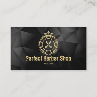 Cartão De Visita Elegant Vintage Logo Barber Shop Gold Scissors