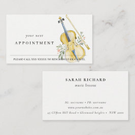 Cartão De Visita Elegant Violin Musician Music Teacher Appointment
