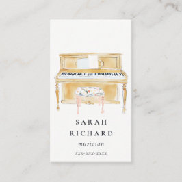 Cartão De Visita Elegant Watercolor Piano Musician Music Teacher
