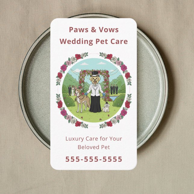 Cartão De Visita Elegant Wedding Pet Sitter Wedding Pet Attendant (Criador carregado)