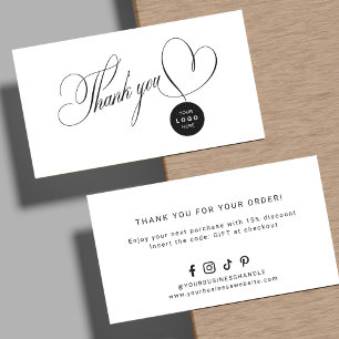 Cartão De Visita Elegante agradecimento por comprar branding pequen