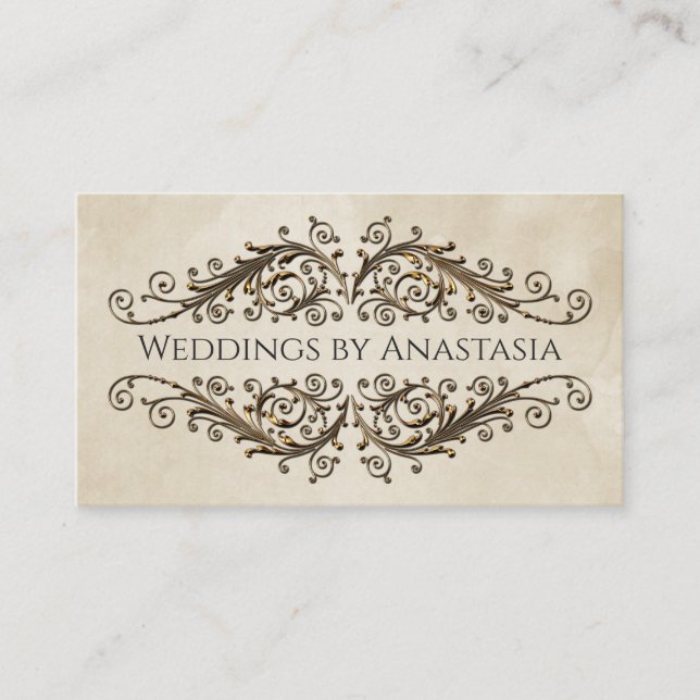 Cartão De Visita Elegante - Antoalheiros Dourados - Papel Vintage (Frente)