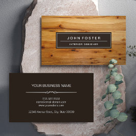 Cartão De Visita Elegante, aparência moderna de grão de madeira