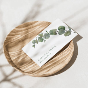 Cartão De Visita Elegante Aquarela Eucalyptus Simples Greenerescênc
